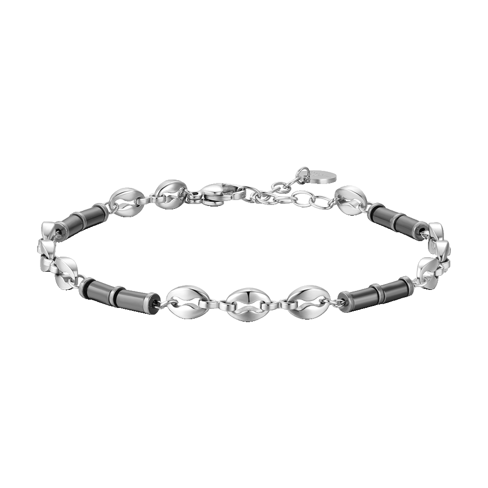 Luca Barra bracciale uomo in acciaio con ematite grigia  - LUCA BARRA