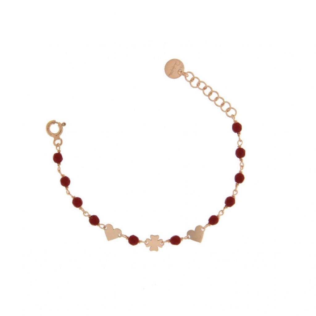 Bracciale Rue Des Mille Neonato con Pietre Rosse e 3 Soggetti - RUE DES MILLE