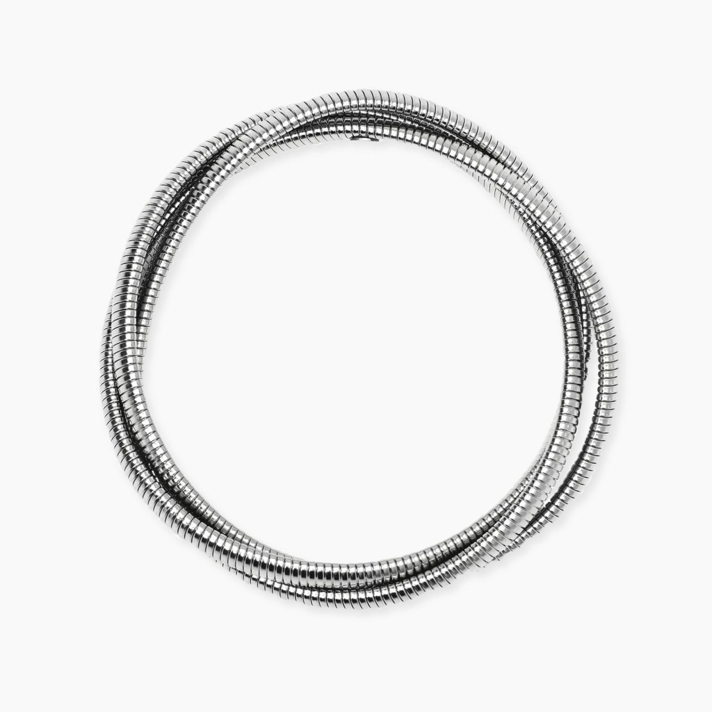 Bracciale tubogas intrecciato in acciaio argentato - KIDULT