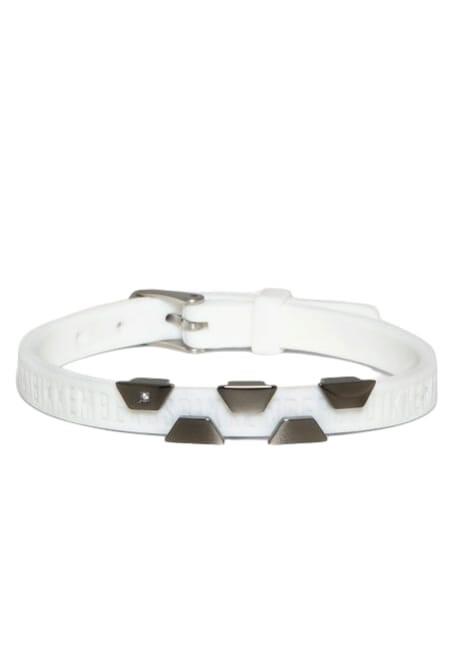 Bracciale Bikkembergs Uomo Cinturino Caucci&ugrave; Bianco e Diamante - BIKKEMBERGS