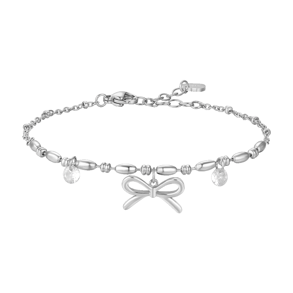 Luca Barra bracciale donna in acciaio con fiocco e zirconi bianchi - LUCA BARRA