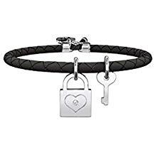 BRACCIALE PELLE NERA E ACCIAIO 316L - KIDULT
