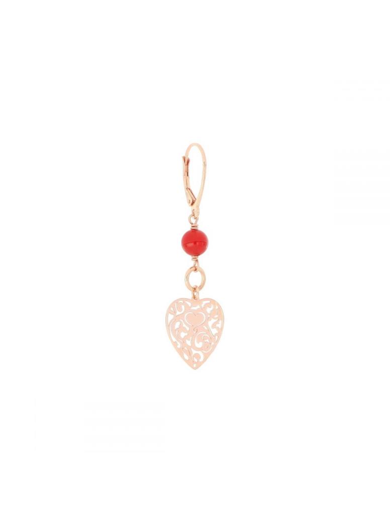 Mono Orecchino Maman et Sophie Pianeta Corniola e Cuore Vittoriano - MAMAN ET SOPHIE