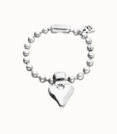 Bracciale di sfere in argento sterling placcato con dettaglio di cuore - UNO DE 50