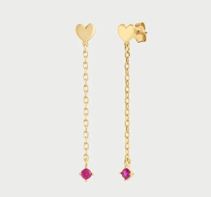 Orecchini cuore catenella line e punto luce - RUE DES MILLE