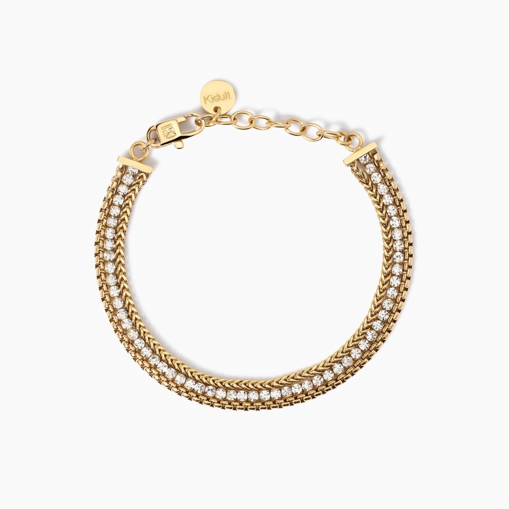 Bracciale dorato con due catene e tennis - KIDULT