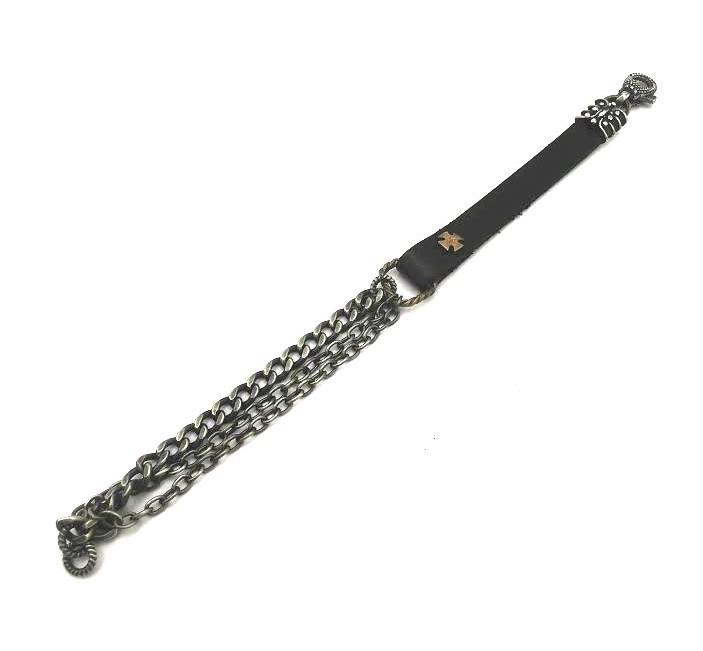 Bracciale Amantide Cuoio E Tre Catene - AMANTIDE