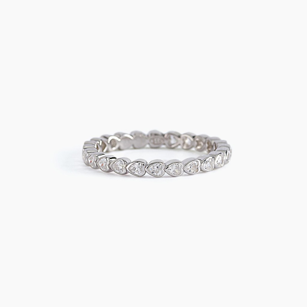 Anello riviera in argento con zirconi a cuore PENSIERO STUPENDO - MABINA