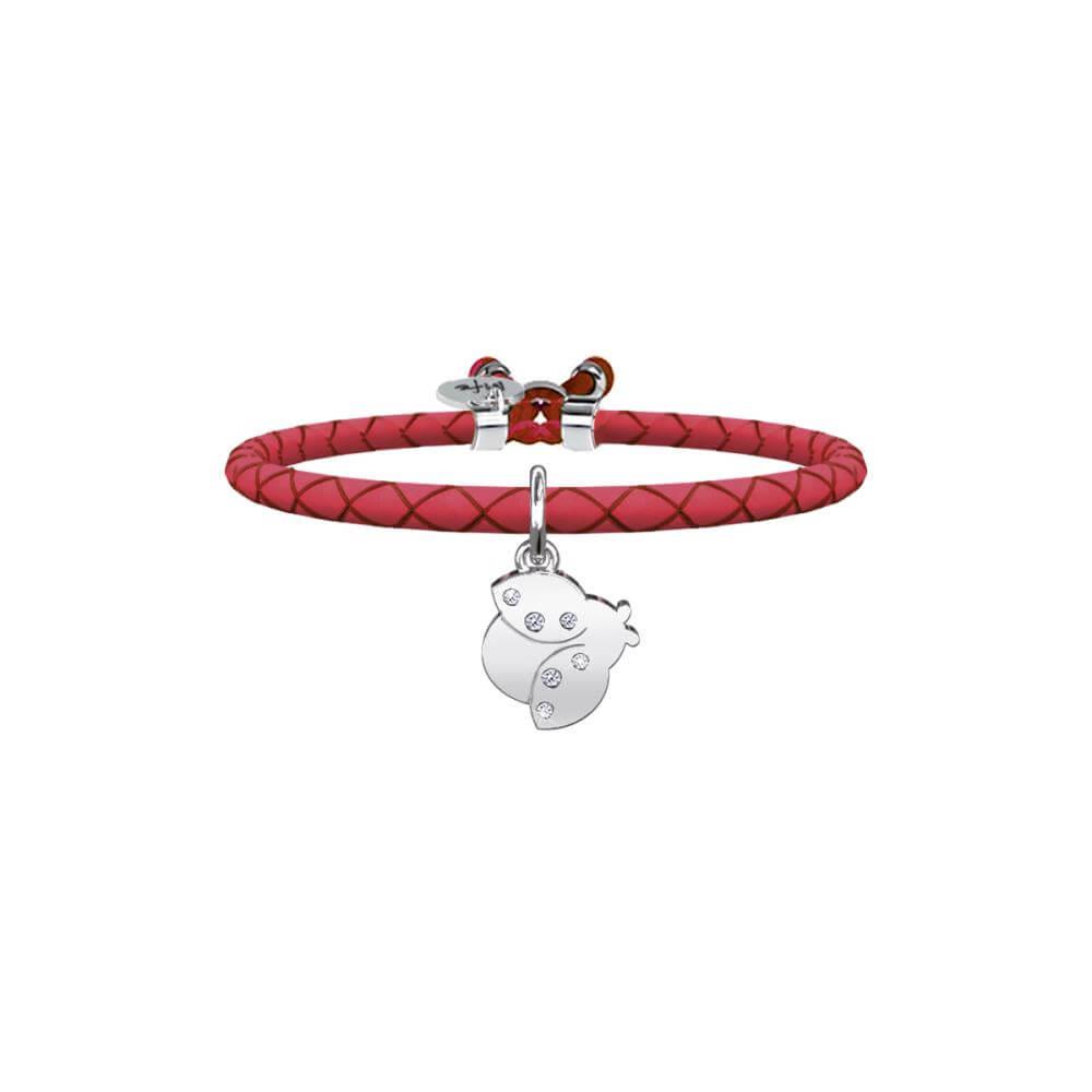 BRACCIALE PELLE ROSSA E ACCIAIO 316L - KIDULT