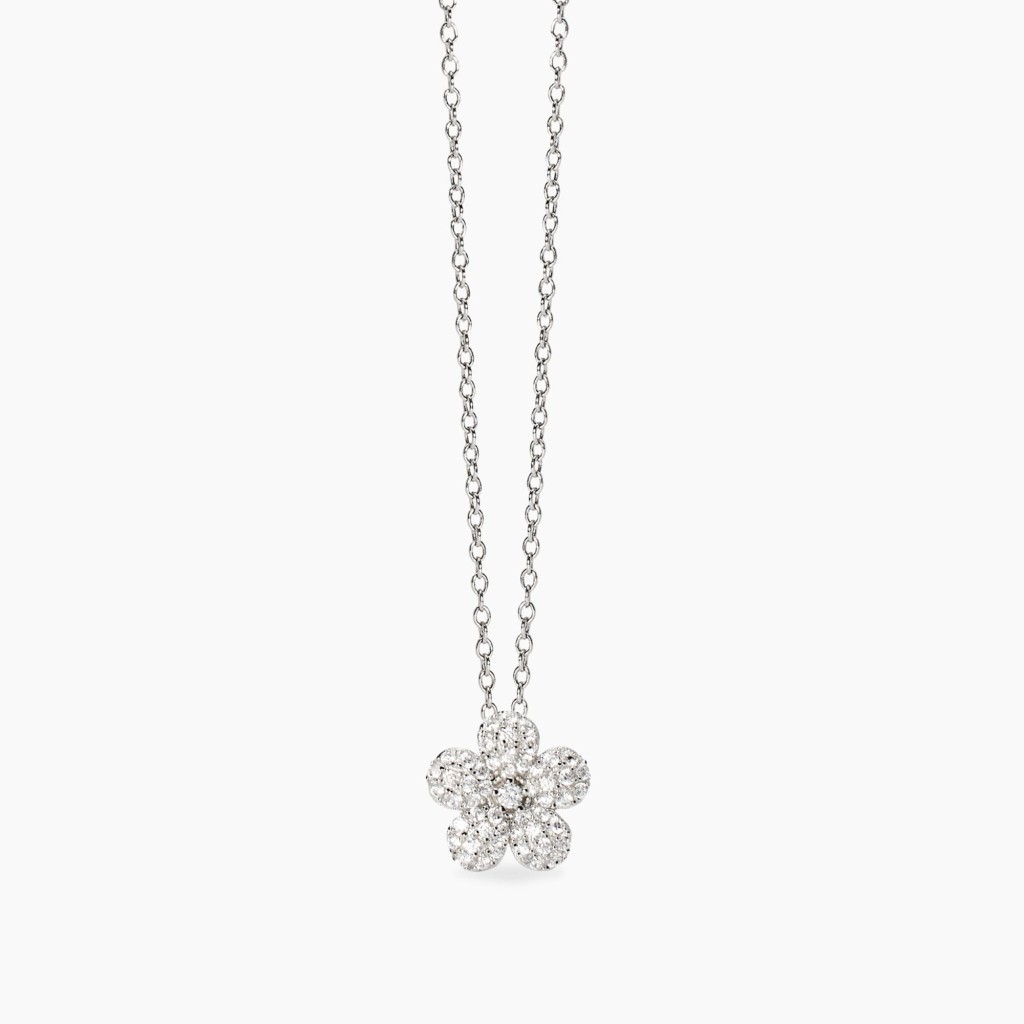 Girocollo in argento con fiore in zirconi - MABINA