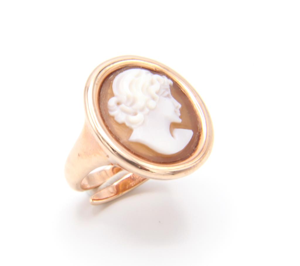 Anello Cameo Italiano Ovale Volto Di Donna - CAMEO ITALIANO