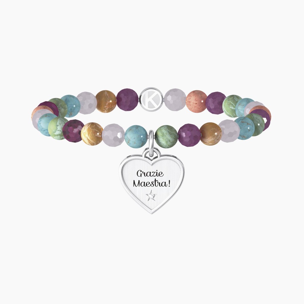 Bracciale elastico maestra con pietre colorate - KIDULT