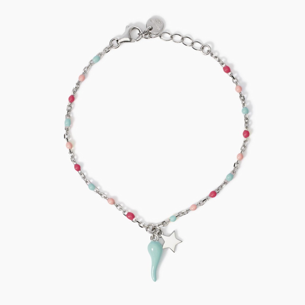 Bracciale multicolor con cornetto azzurro - MABINA
