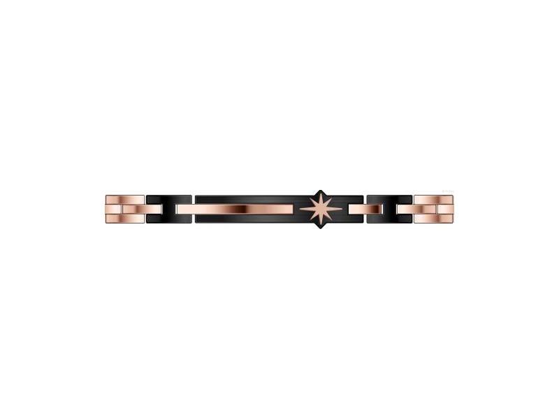 Bracciale Zancan Hiteck in Acciaio Rosa e Nero con Rosa dei Venti - ZANCAN