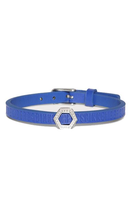 Bracciale Bikkembergs Uomo Cinturino Pelle Blu e Diamante - BIKKEMBERGS