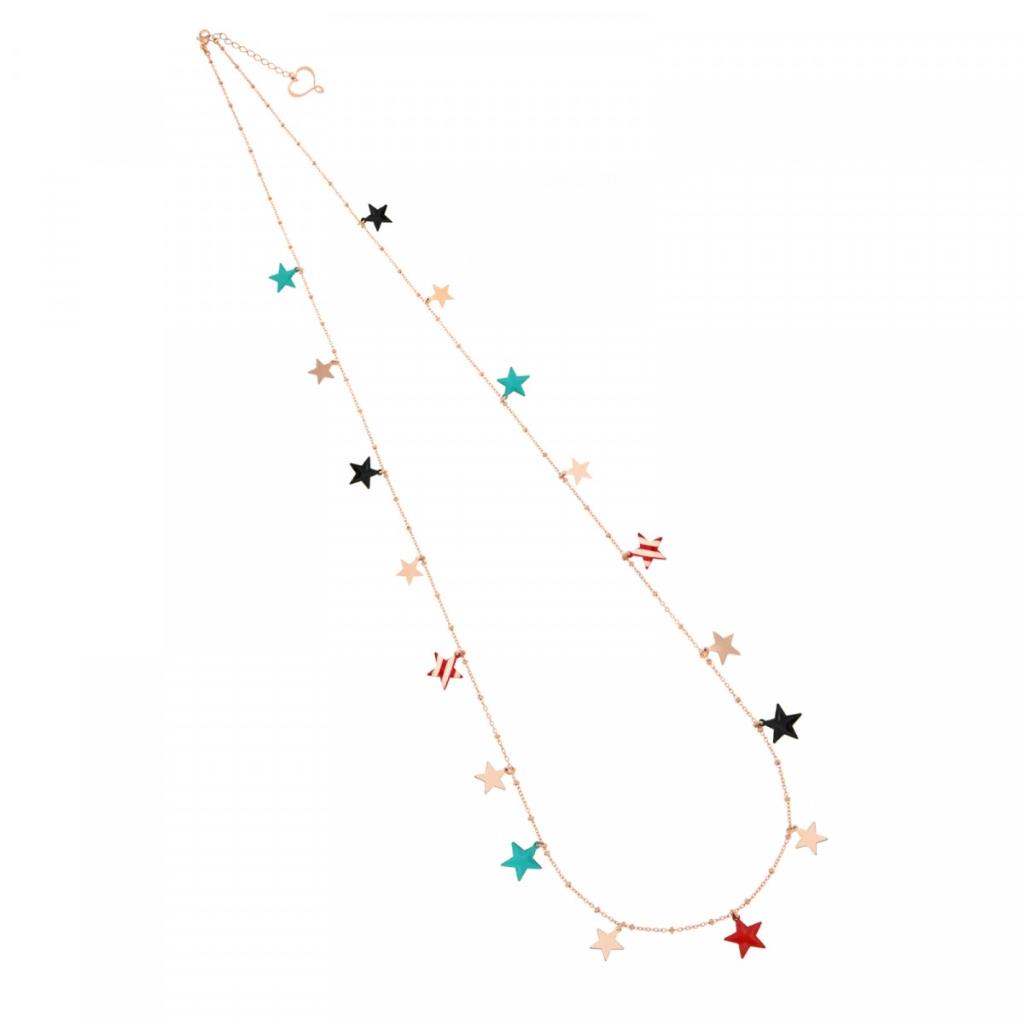 COLLANA DI CATENA CON 17 STELLE SMALTATE PENDENTI - MISURA REGOLABILE - MAMAN ET SOPHIE