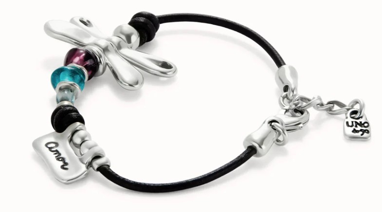 Bracciale Libellula e Cuoio e Cristalli - UNO DE 50