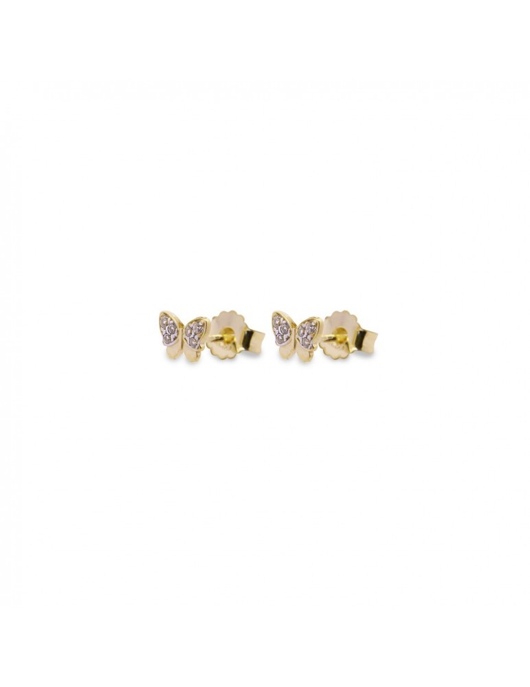Orecchini farfalla in argento 925‰ dorato con zirconi bianchi - RUE DES MILLE