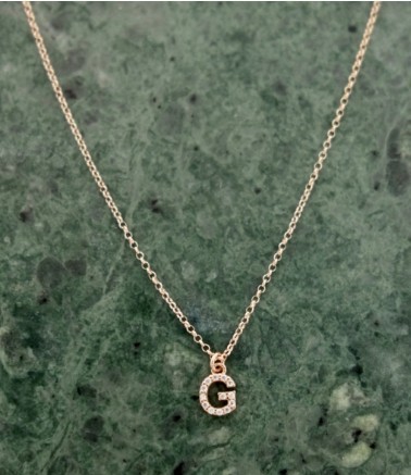 Collana argento gold con iniziale pavé zirconi - VERSARI ACCESSORIES