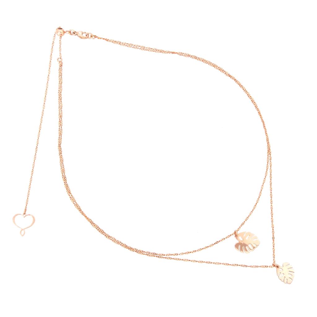 Collana a doppio Girocollo con due foglie monstera - MAMAN ET SOPHIE